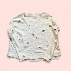 Altar'd State Rose Embroidered Waffle Knit Long Sleeve Tee Size Small